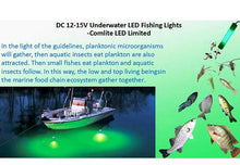 Load image into Gallery viewer, 12V 30W 150SMD LED Green Underwater Fishing Lamp With 5M Wire Cable.