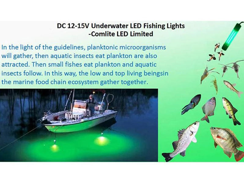 12V 30W 150SMD LED Green Underwater Fishing Lamp With 5M Wire