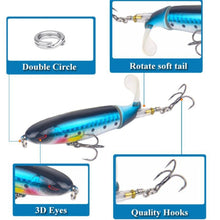 Load image into Gallery viewer, 8pcs/lot Whopper Popper 10cm 13.2g  Fishing With Soft Rotating Tail