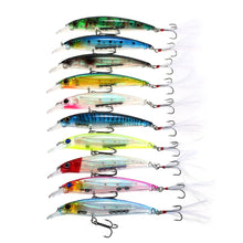 Load image into Gallery viewer, Rattlers 10 PC set Minnow Fishing Lures With Feather Hooks