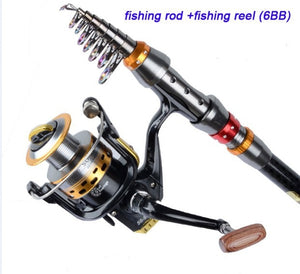 Carbon Fiber Telescopic Fishing Rod. Spinning Reel Included