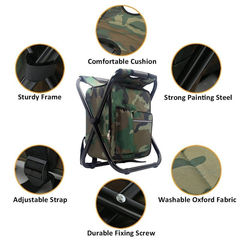 Backpack Folding Fishing Chair With Cooler Built In – The Fishing Nook