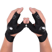 Load image into Gallery viewer, Flashlight Gloves. Left/ Right With Half Fingers. Perfect For Handling Fish At night.