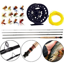 Load image into Gallery viewer, All In One Fly Rod and Fly Reel Combo with Fishing Line and Flies Gift Set