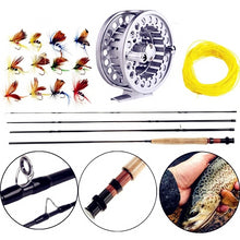 Load image into Gallery viewer, All In One Fly Rod and Fly Reel Combo with Fishing Line and Flies Gift Set