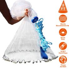 Load image into Gallery viewer, 8ft Radius Fishing Cast Net