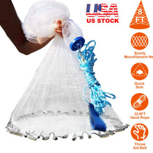 Load image into Gallery viewer, 8ft Radius Fishing Cast Net