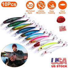 Load image into Gallery viewer, 10Pcs Fishing Lures Kit Spoon Lures Hard Spinner Baits