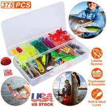 Load image into Gallery viewer, 375Pcs Fishing Baits and Tackle Box Saltwater