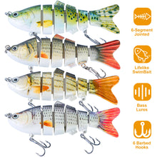 Load image into Gallery viewer, 4Pcs 10cm/20g Bass Fishing Lure 6 Segment Multi