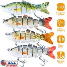 Load image into Gallery viewer, 4Pcs 10cm/20g Bass Fishing Lure 6 Segment Multi