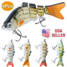 Load image into Gallery viewer, 4Pcs 10cm/20g Bass Fishing Lure 6 Segment Multi