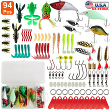 Load image into Gallery viewer, 94Pcs Fishing Lures Kit Soft Plastic Fishing Baits Set