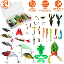 Load image into Gallery viewer, 94Pcs Fishing Lures Kit Soft Plastic Fishing Baits Set