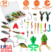 Load image into Gallery viewer, 94Pcs Fishing Lures Kit Soft Plastic Fishing Baits Set