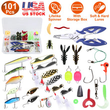 Load image into Gallery viewer, 101Pcs Fishing Lures Kit Soft Plastic Fishing Baits Set