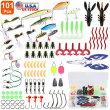 Load image into Gallery viewer, 101Pcs Fishing Lures Kit Soft Plastic Fishing Baits Set