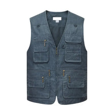 Load image into Gallery viewer, Men's Cotton Cargo Fishing Vest with Zip Pockets