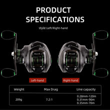 Load image into Gallery viewer, All-Metal Baitcasting Reel 7.2:1 – 18+1 BB, 10kg Drag