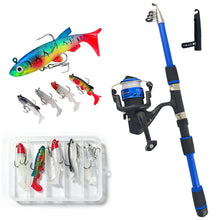 Load image into Gallery viewer, Telescopic Rod Reel Combo with Swimbaits Kit
