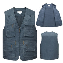 Load image into Gallery viewer, Men's Cotton Cargo Fishing Vest with Zip Pockets