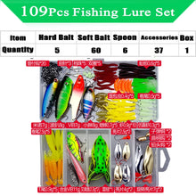 Load image into Gallery viewer, Soft and Hard Bait Lure Kit with Tackle Box