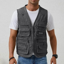 Load image into Gallery viewer, Men's Cotton Cargo Fishing Vest with Zip Pockets