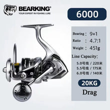 Load image into Gallery viewer, High-Drag Stainless Metal Spinning Reel (2000–6000)