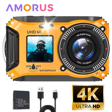 Load image into Gallery viewer, 4K Waterproof Dual-Screen Underwater Camera