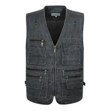Load image into Gallery viewer, Men's Cotton Cargo Fishing Vest with Zip Pockets