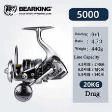 Load image into Gallery viewer, High-Drag Stainless Metal Spinning Reel (2000–6000)