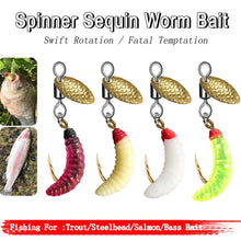 Load image into Gallery viewer, Sequin Spinner Worm Flies, 5- or 10-Pack