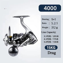 Load image into Gallery viewer, High-Drag Stainless Metal Spinning Reel (2000–6000)