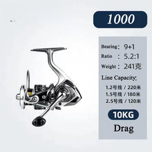 Load image into Gallery viewer, High-Drag Stainless Metal Spinning Reel (2000–6000)