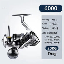 Load image into Gallery viewer, High-Drag Stainless Metal Spinning Reel (2000–6000)