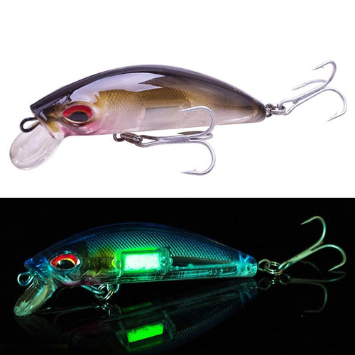 1Pcs 3D Eyes Luminous Minnow Fishing Lures 7cm 11.5g For Night Fishing