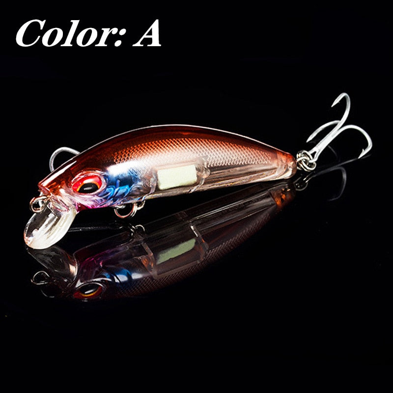 1Pcs 3D Eyes Luminous Minnow Fishing Lures 7cm 11.5g For Night Fishing