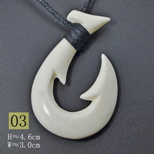 Load image into Gallery viewer, Handmade Carved Bone Fish Hook Pendant