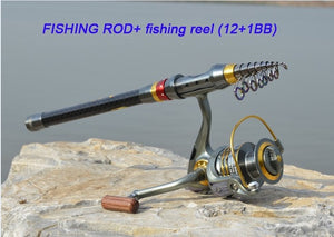 Carbon Fiber Telescopic Fishing Rod. Spinning Reel Included