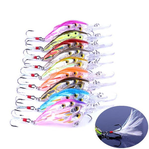 9pc Group Fish Bait Bionic Fishing Lure 7.5CM-9G- # 6 feather hook