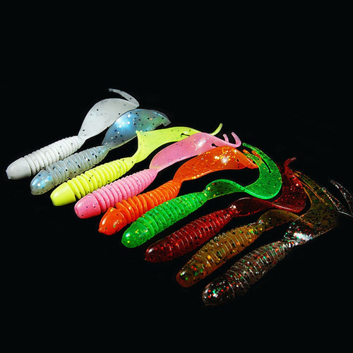 10PCS/Lot Curly Tail Soft Lure 70mm 2.5g With Forked Tail