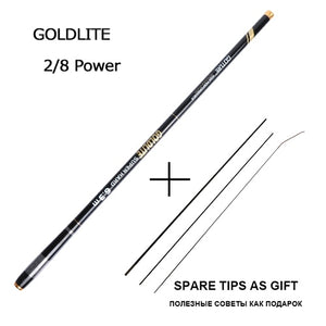GOLDLITE 3.6-7.2M Carbon fiber telescopic fishing rods for stream fishing, 1 Rod+3 Tips