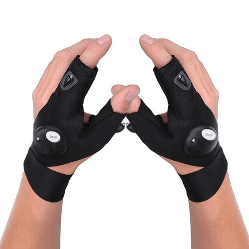 Flashlight Gloves. Left/ Right With Half Fingers. Perfect For Handling Fish At night.