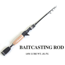 Load image into Gallery viewer, Telescopic fishing rod 1.8m 2g-7g Spinning or Casting Rod with Case