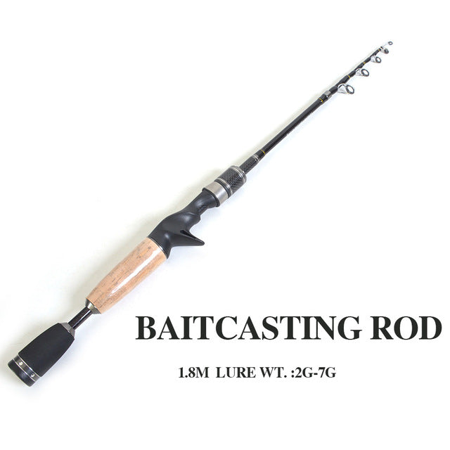baitcasting retractable fishing rod Telescopic fishing rod 1.8m 2g-7g Spinning or Casting Rod with Case – The Fishing Nook