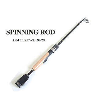 Telescopic fishing rod 1.8m 2g-7g Spinning or Casting Rod with Case
