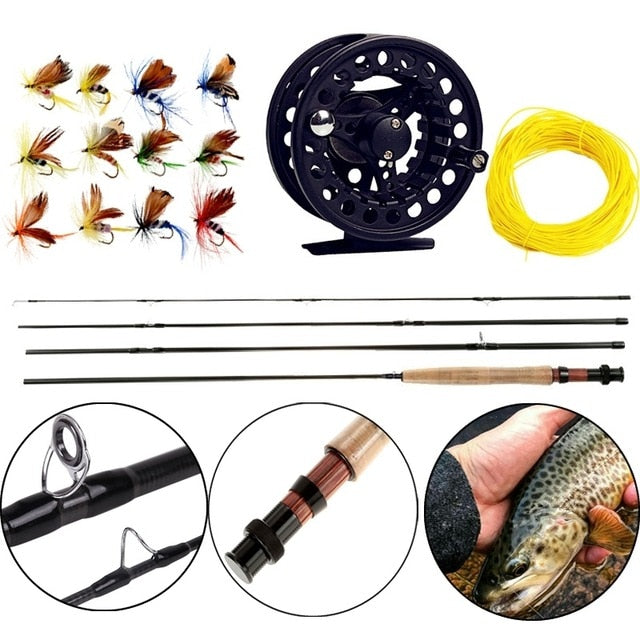 All In One Fly Rod and Fly Reel Combo with Fishing Line and Flies Gift –  The Fishing Nook