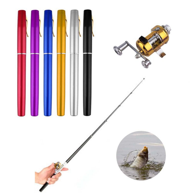 Pocket Pen Telescopic Mini Fishing Rod And Reel In 6 Colors. – The