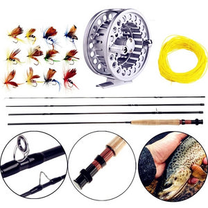 All In One Fly Rod and Fly Reel Combo with Fishing Line and Flies Gift Set
